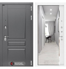 Входная дверь Платинум с зеркалом Панорама - Белый софт